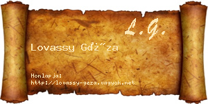 Lovassy Géza névjegykártya